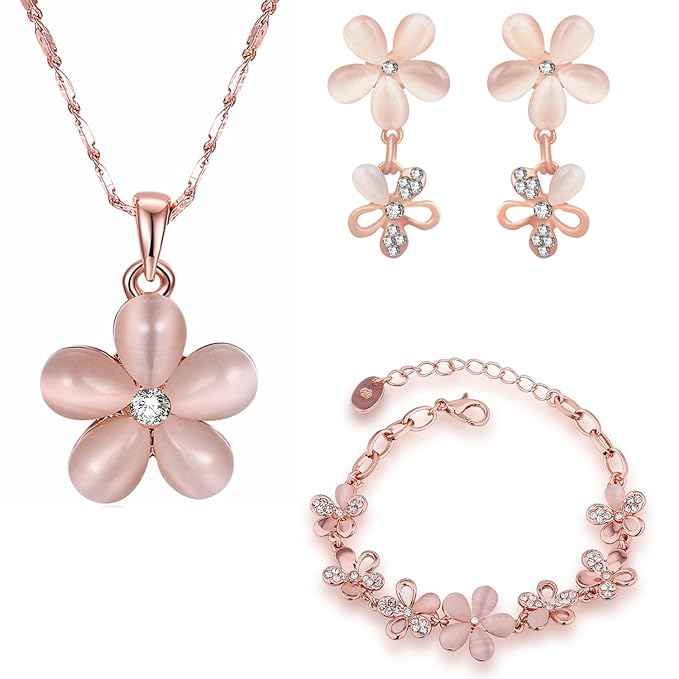 Blush Pink Flower Jewelry Set