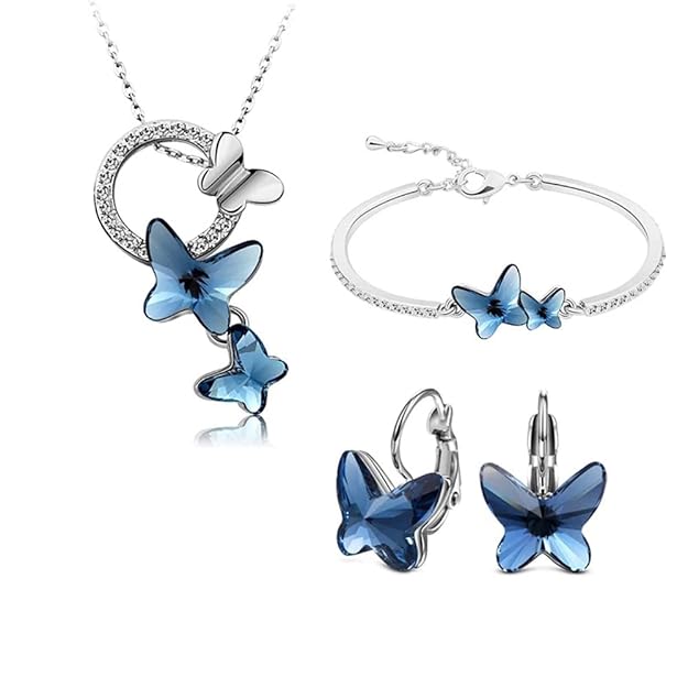 Blue Butterfly Jewelry Set