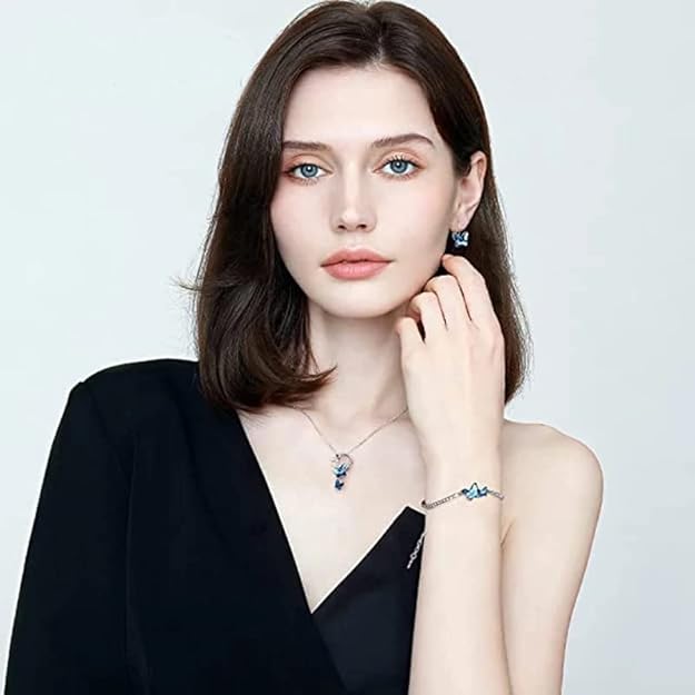 Blue Butterfly Jewelry Set