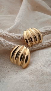 Bold Vintage Gold Shell Earrings