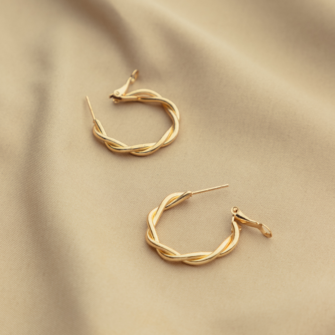 Twisted Gold Hoop Earrings