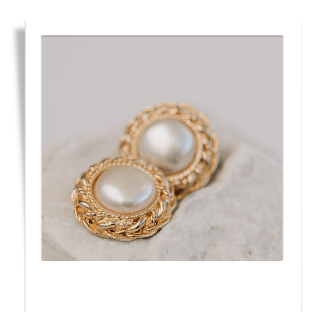 Earrings with Braided Gold Frame