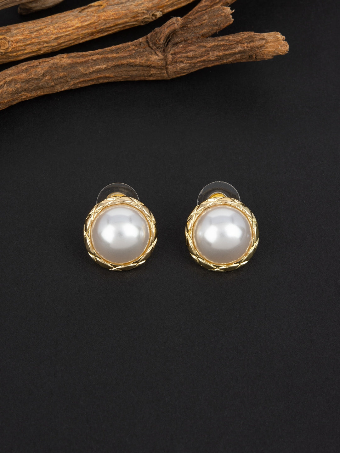 Earrings with Braided Gold Frame