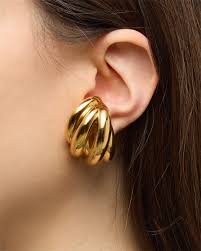 Bold Vintage Gold Shell Earrings